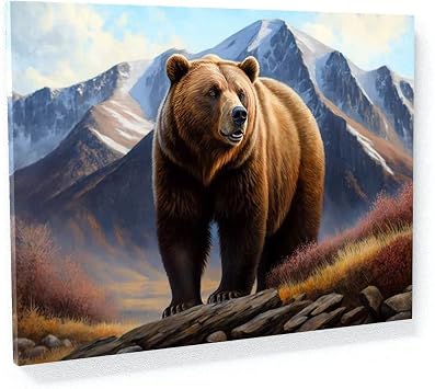 Sense Canvas Bear Brown Landscape 38 Canvas Art - Home Decor Wall Art Print Poster Painting Small 16x12 / 0.75"