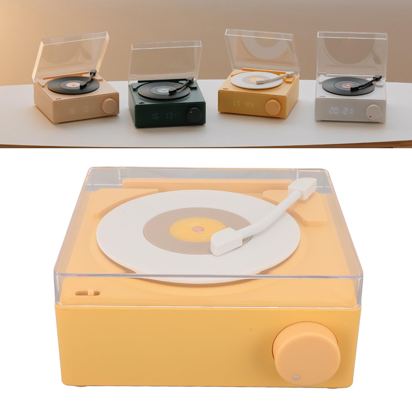 Reloj Despertador con Altavoz Bluetooth, Reloj Multifuncional de Diseño Retro para Dormitorio, Hogar y Oficina, 1200mAh (Yellow)