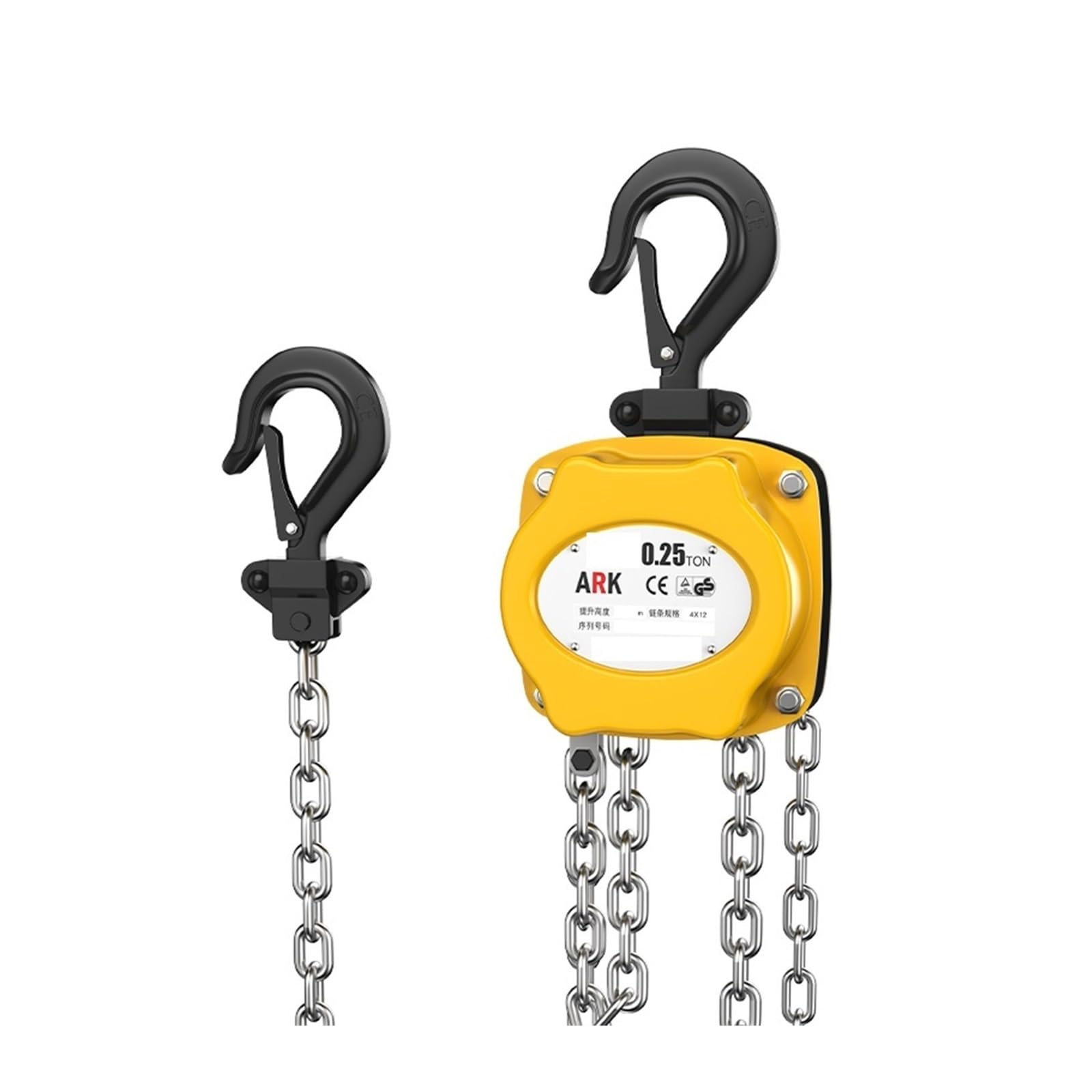 Mini-Kettenzug 0,25/1/2/3 Tonnen Handhebezeug, Heben manuell betriebene Kette(6m,1T)