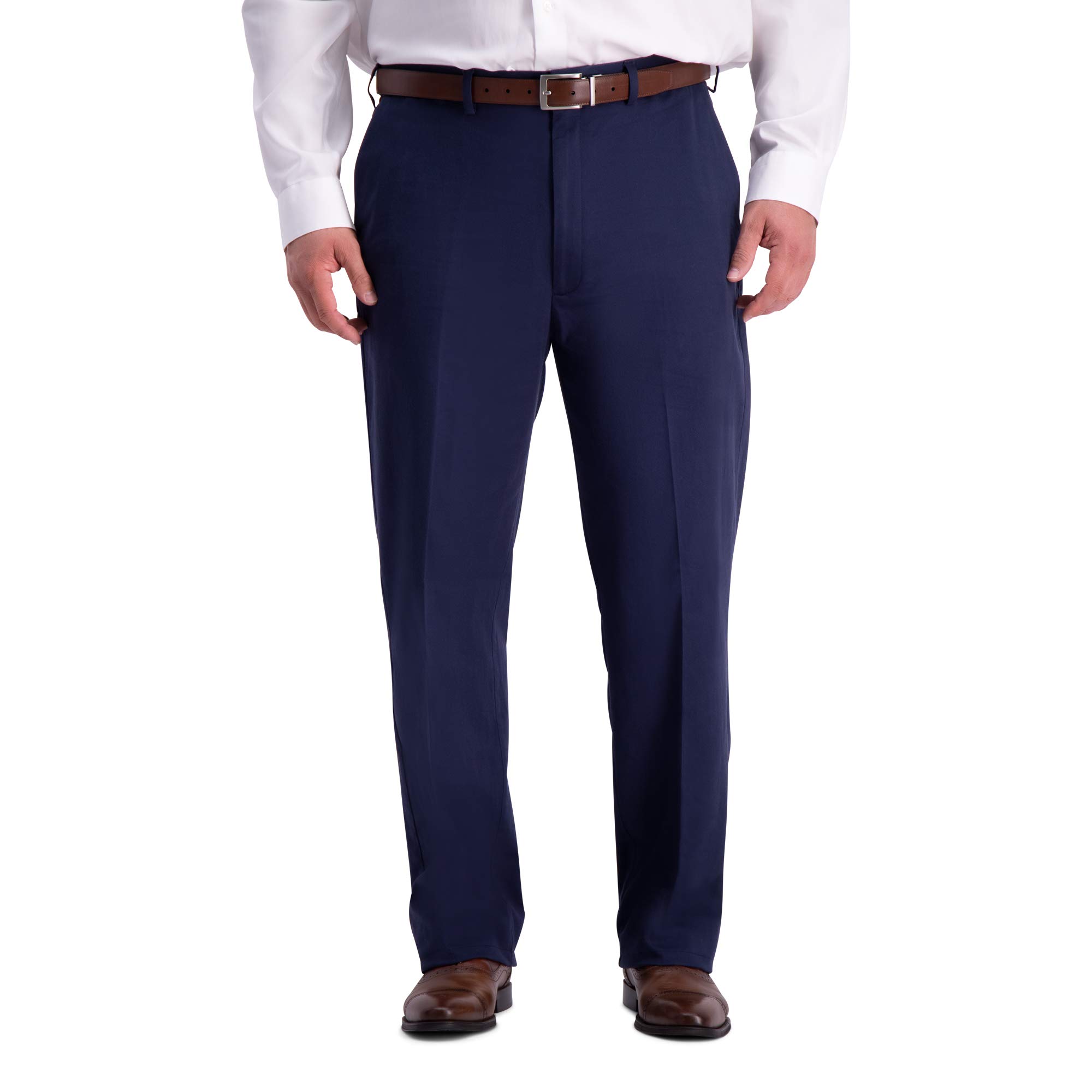 Haggar Men's Big & Tall Work to Weekend Hidden Expandable-Waist Plain-Front Pant - Blue - 52W x 34L