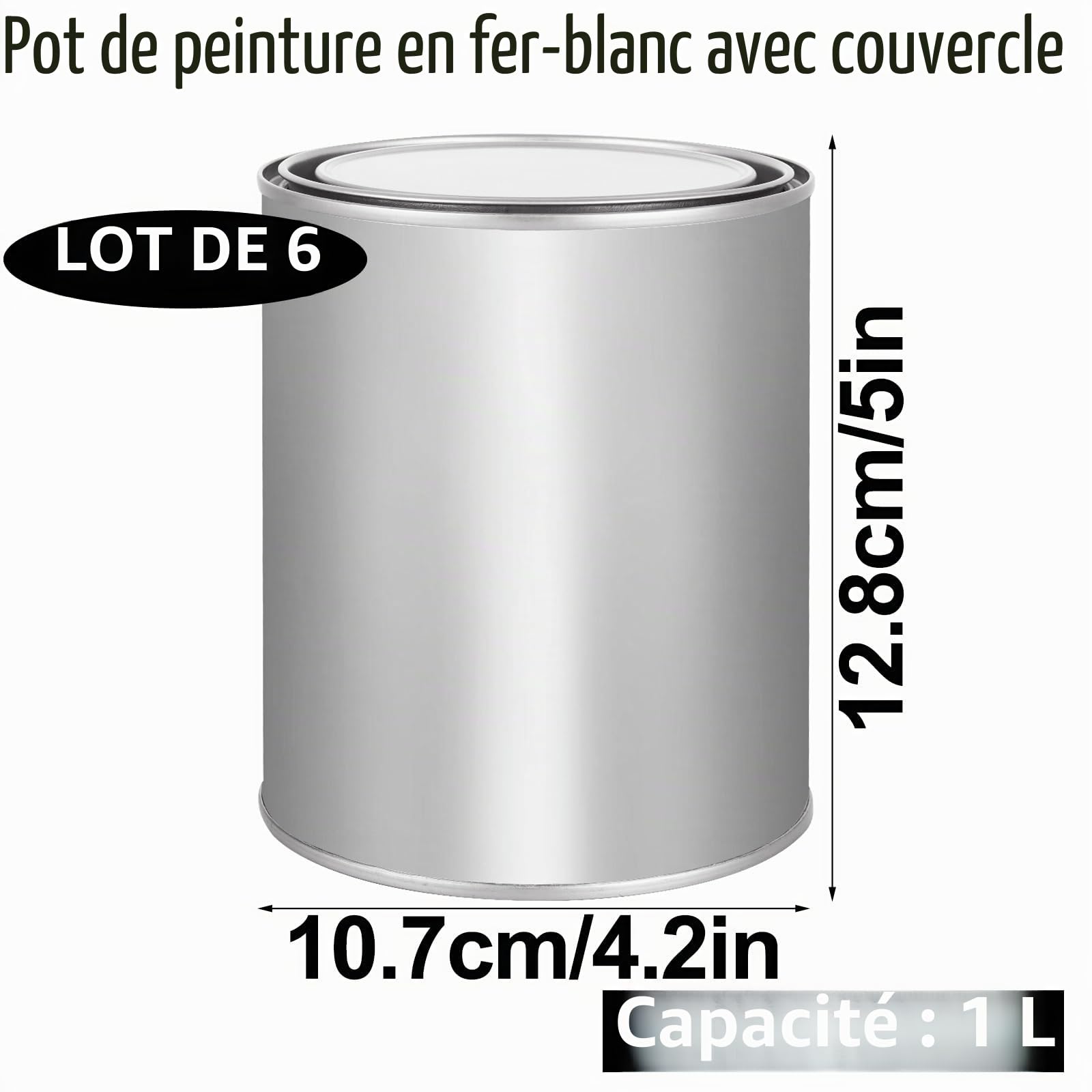 Lot de 6 boîtes de peinture vides de 1 L avec couvercles, multi-usages pour loisirs créatifs, projets de bricolage, organisation de garage