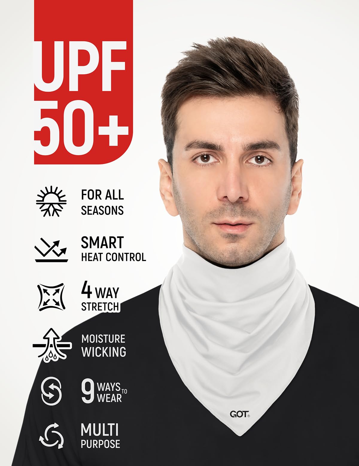 GOT Sports Bandana rinfrescante UPF 50+ per uomini e donne, termoregolazione, traspirante, protezione solare