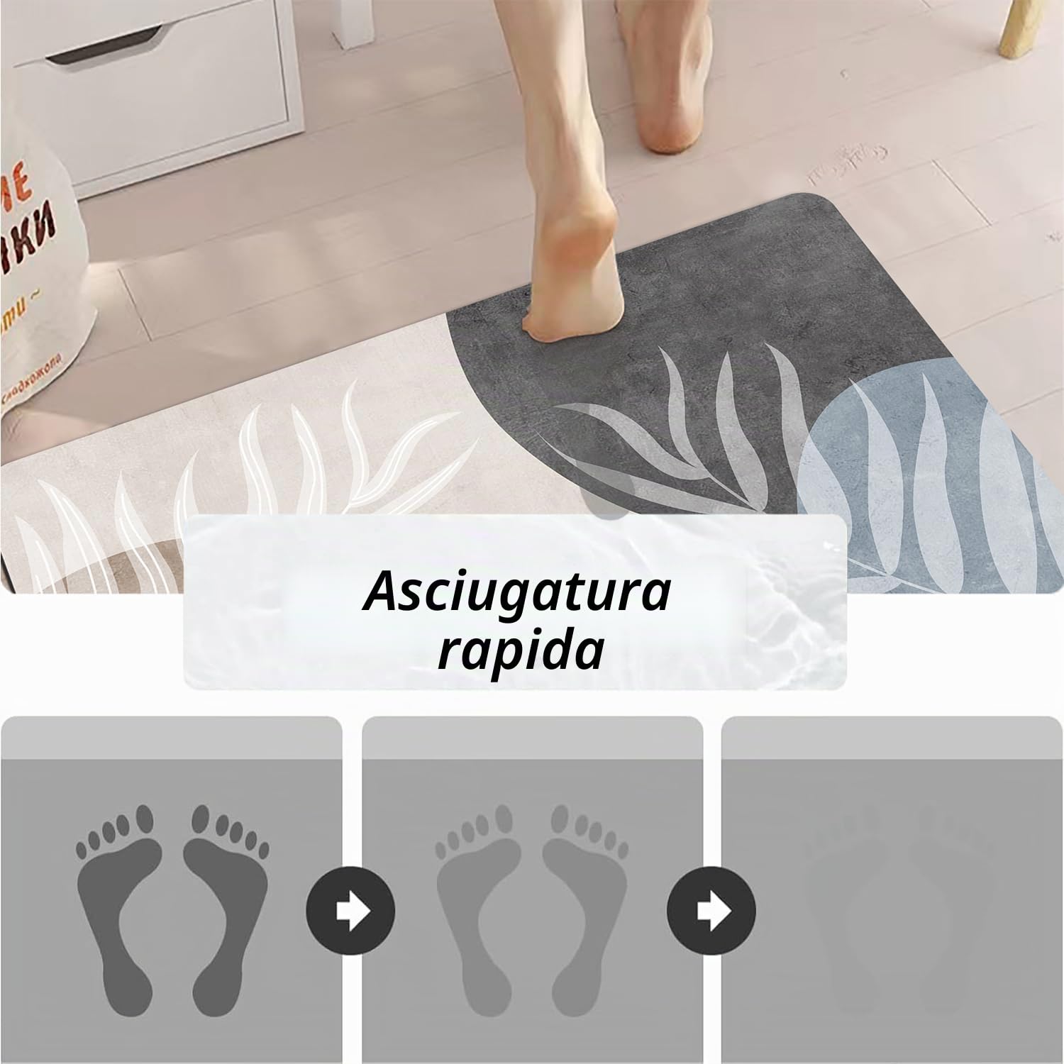 Tappetino Super Assorbente,Tappeto Bagno Diatomite,Microfibra Tappeto Assorbente,Tappeto Bagno Antiscivolo Tappetino Doccia Asciugatura Rapida, per Casa,Camera da Letto,Cucina, (50_x_150_cm, CF31)