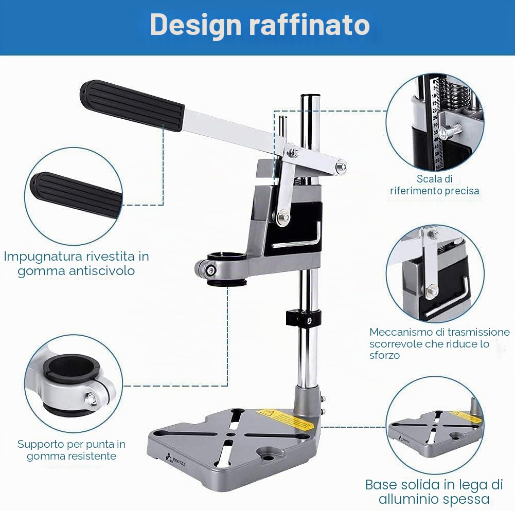 trapano colonna banco Supporto per trapano con morsetto, elettrico, multifunzionale, per la perforazione, pressa banco, banco di lavoro, per riparazioni, con base 38 e 43 mm
