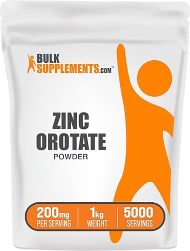 BulkSupplements. com Orotato de zinc en polvo - Suplemento de zinc para apoyo inmunológico y de la piel - Sin gluten, sin soja, sin relleno - 340 mg