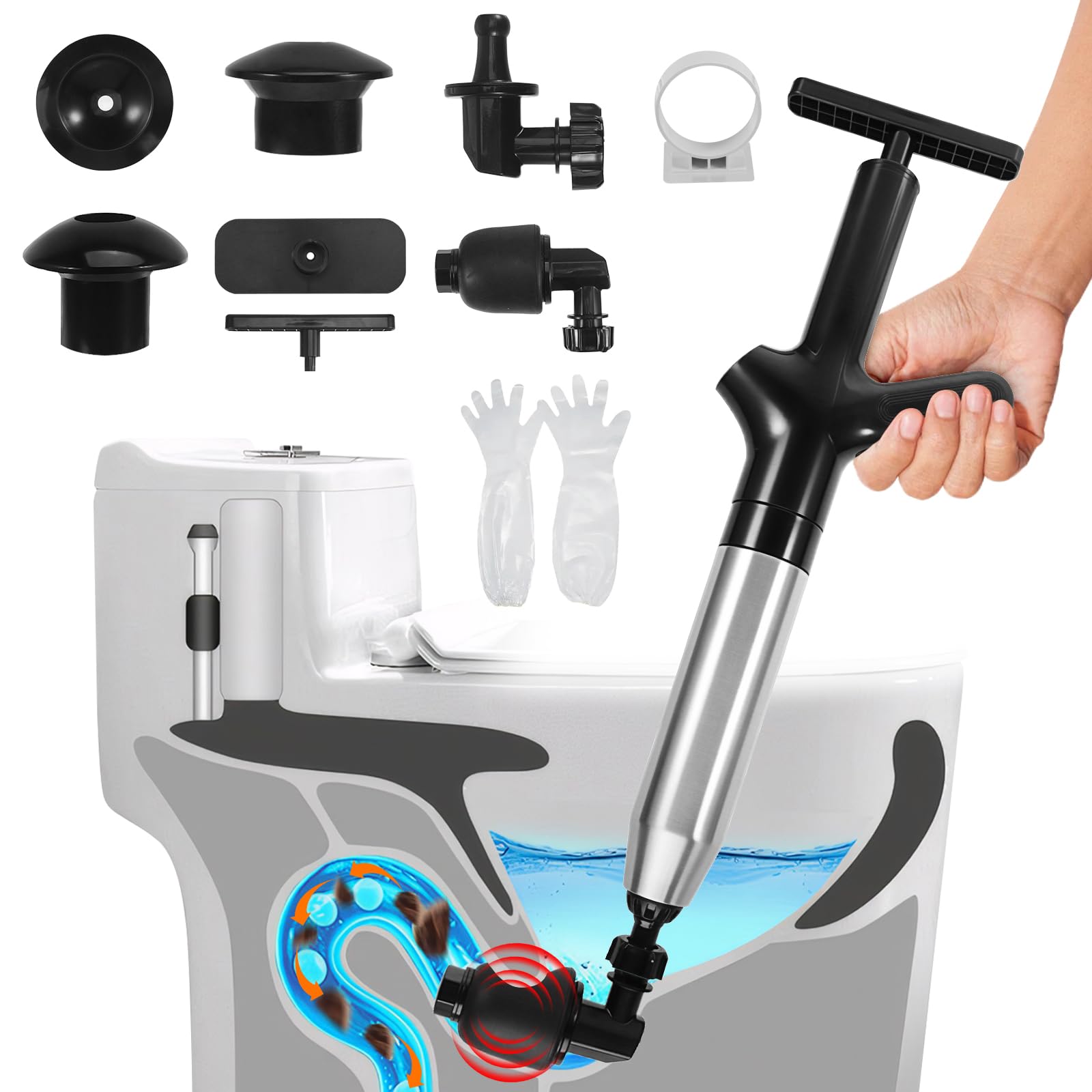 Déboucheur de toilettes visuel pour garder une salle de bain et une cuisine saines