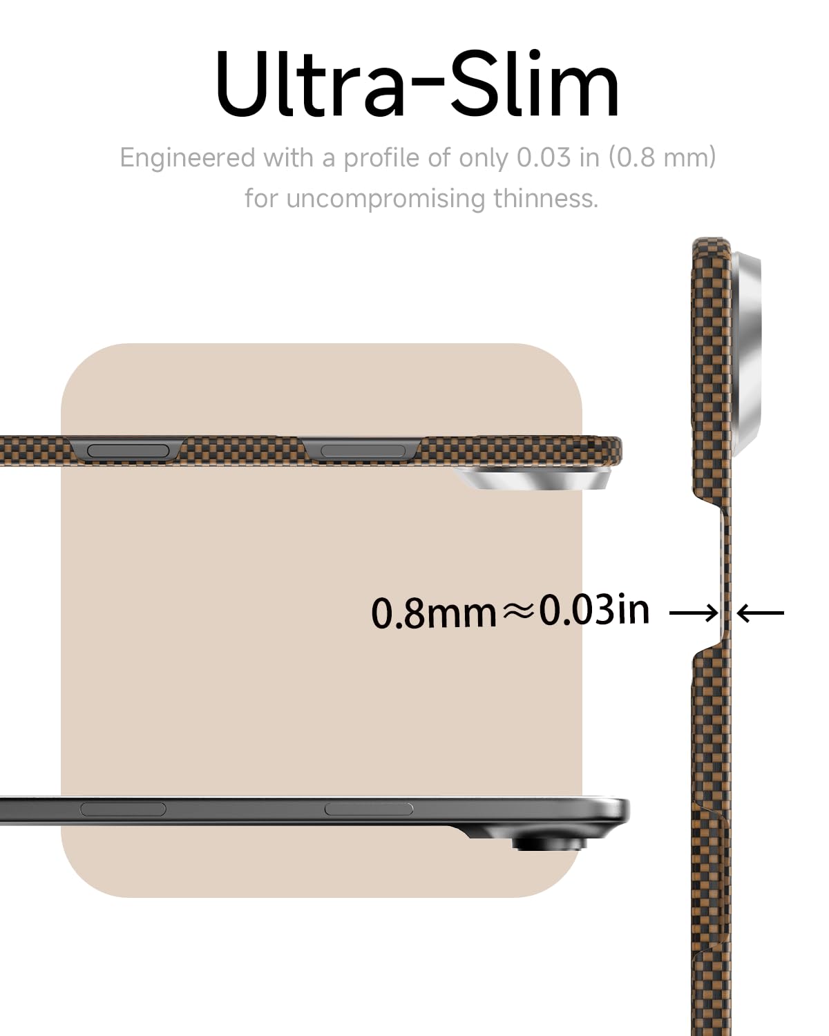 Aramidfaser Hülle für iPhone 17 Air, kompatibel mit MagSafe, Ultradünne & Leichte Schutzhülle für iPhone 17 Air, Kevlar Aramidfaser mit Ultra-Slim Caseless Feel (Plain/BlackGold)