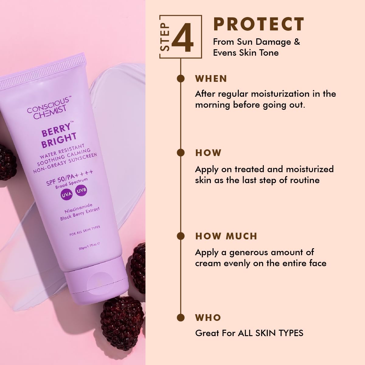 Conscious Chemist Luxury Night Treatment Skincare Routine Kit For Anti Aging | Pack of 4 | For Him & Her | Face Wash, Serum, Face Moisturiser, Sunscreen - Image 9 thumbnail