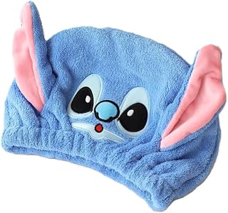 キャラクター バスキャップ 吸水速乾 立体耳付き ふわふわ ヘアドライキャップ キャラクター バス用品 子供 大人兼用 (蓝色)