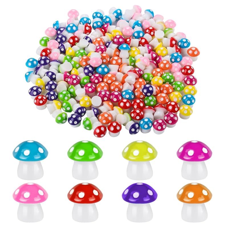 Bestomrogh 160 Pcs Mini Resin Mushrooms Figures,8 Colors Realistic Resin Mushrooms Tiny Mushrooms Miniature Mushrooms Figures Micro Fairy Garden Landscape Aquarium Tiny Mushrooms Dollhouse Decoration