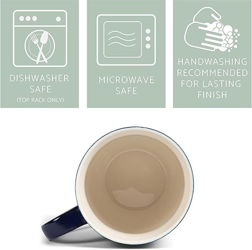 Miniatura 4 de Elanze Designs Love You Moon And Back - Taza de café de cerámica de cerámica de 12 onzas, color azul marino y blanco mate, color azul marino y blanco