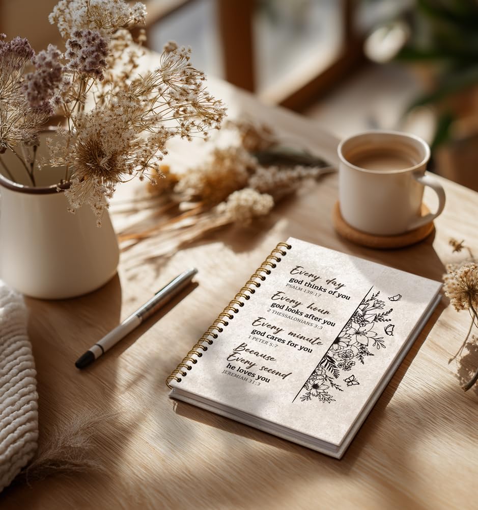 Quaderno cristiano per donne, diario di preghiera per donne e uomini, regali artistici ispiratori per i membri della chiesa, note della chiesa ogni giorno, rilegatura a spirale dorata, diario