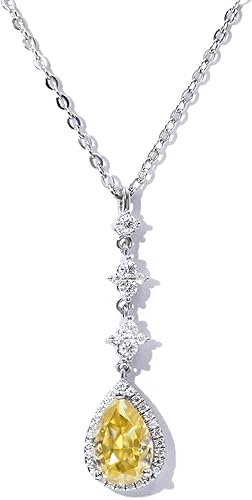 Miniatura 1 de TIANYU GEMS Collar con colgante de moissanita amarilla de 2 quilates para mujer plata de ley chapada en oro amarillo de 18 quilates elegante collar