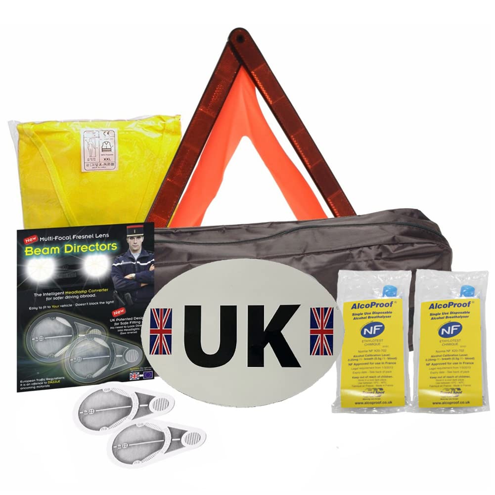 Fresnel Lens European Travel Kit All You Need For Travelling Abroad Twin Pack Breathalysers + Warning Triangle