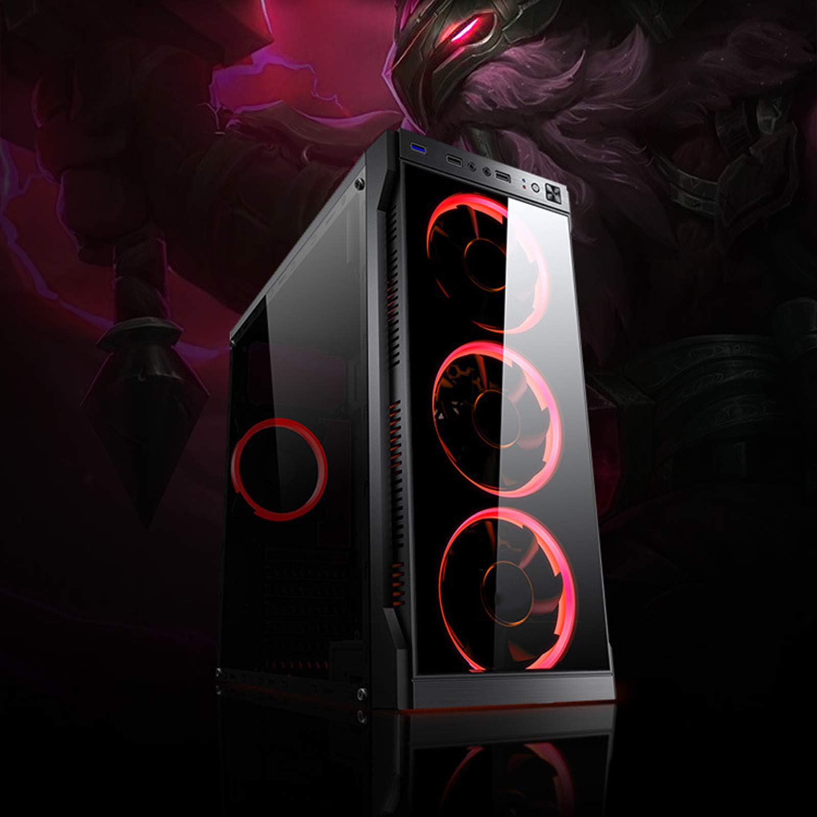 Caso PC Gaming - USB3.0 Port - Vetro temperato Laterale Pannello di Gestione Cavi - Taci Raffreddamento ad Acqua Ready - Integrato RGB - Nero