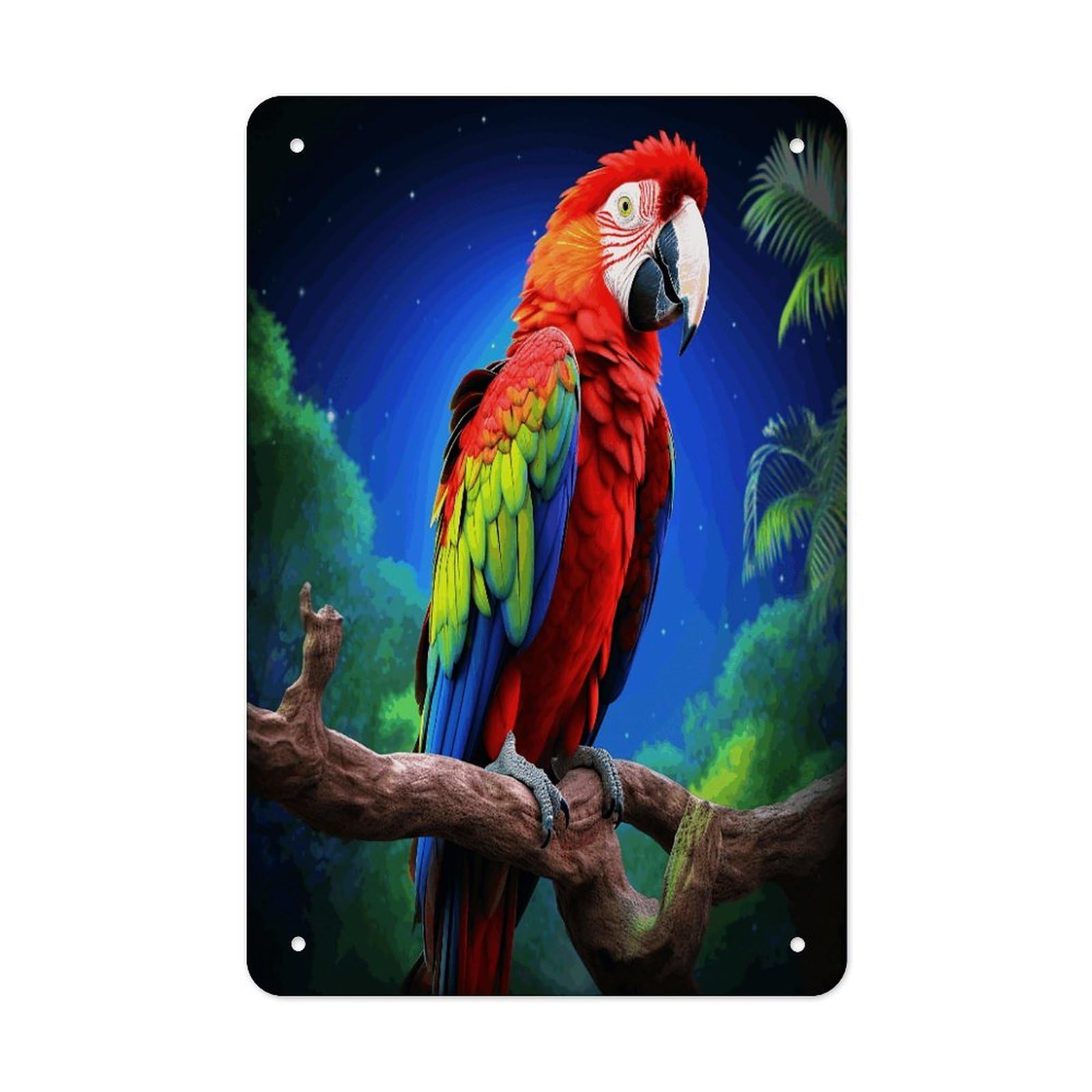 Parrot Metal Tin Sign Wall Decor Funny Retro Sign Weatherproof Metal Wall Art for Indoor Or Outdoor Retro Tin Signs for Kitchen Office Home Bar Decor 11.8 X 7.9 Inch