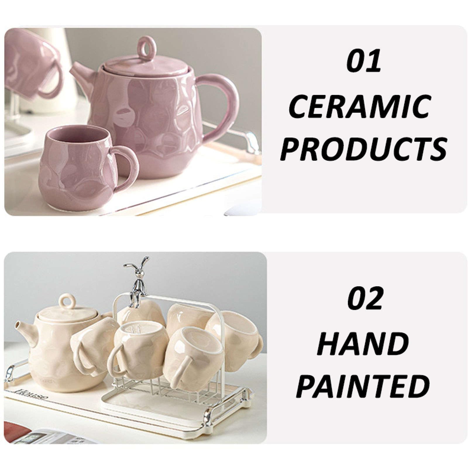 zestaw do herbaty, Ceramiczny zestaw do herbaty, 6 filiżanek, 1 czajniczek, spodek, Brytyjskie filiżanki kawy, zestawy upominkowe, świetny prezent na śniadanie, podwieczorek. Spotkanie - 9 sztuk