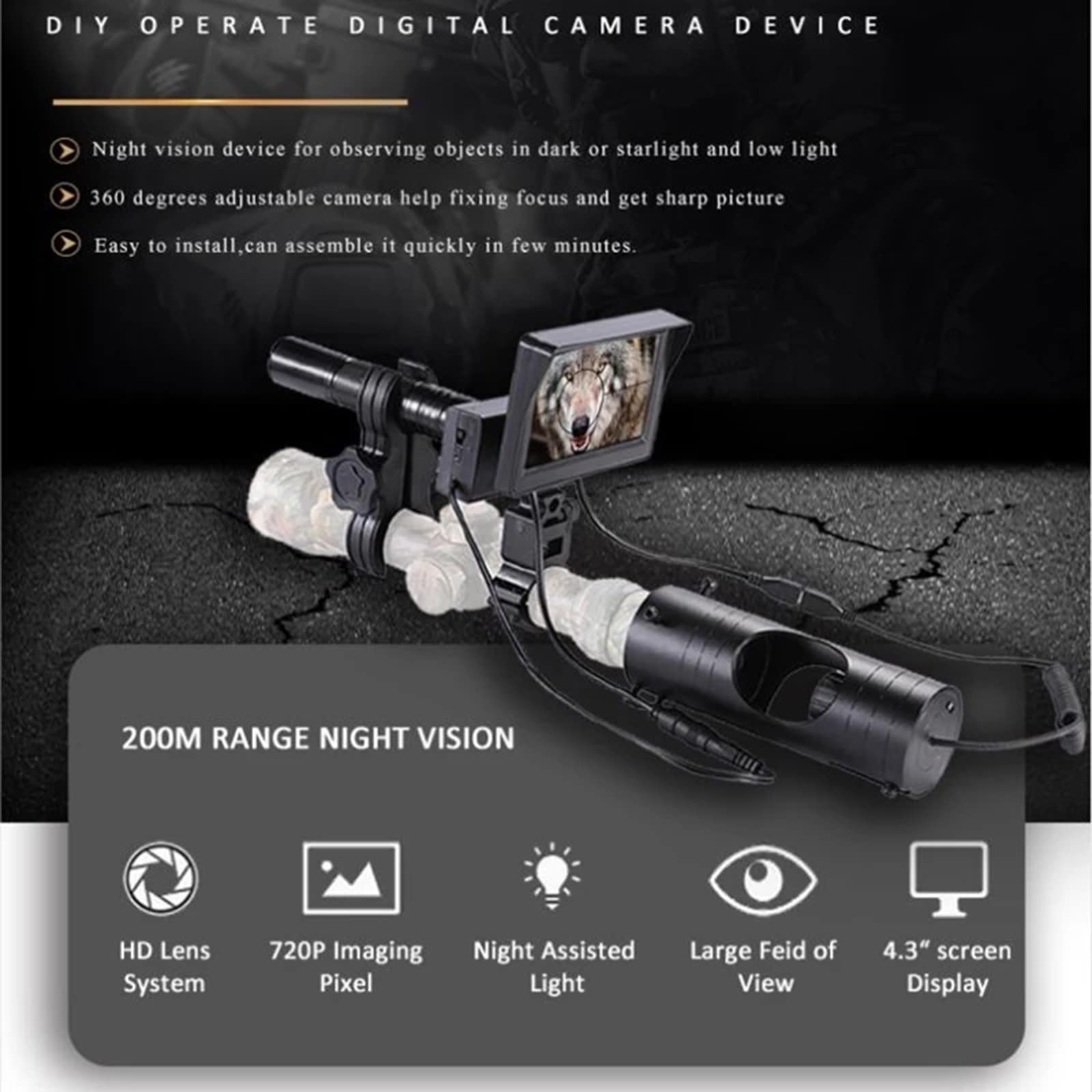 Amazon.co.jp: ANIUXIAOGE デジタル暗視スコープライフルハンティング