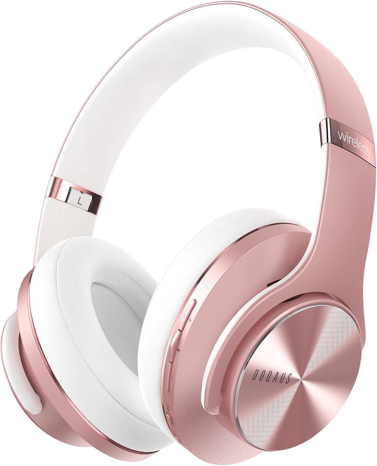 DOQAUS Bluetooth Kopfhörer Over Ear, Bis zu 90 Std Kabellose Kopfhörer mit 3 EQ-Modi, HiFi Stereo Faltbare Headset mit Mikrofon, weiche Ohrpolster für iPhone/ipad/Android/Laptops-Hellgrau