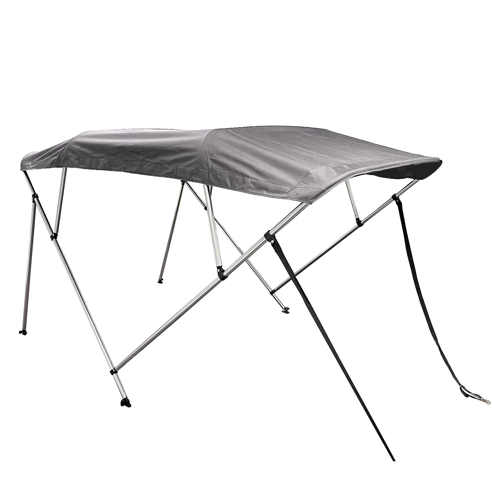 SavvyCraft 4 Bow Bimini Top Boat Cover Gray 4 Bow 96" L 54" H 67"- 72" W W/Boot & Rear Poles