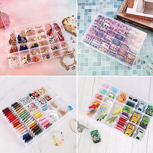 Image of Rylan Plastic 36 Grid Cells Multicolorpurpose Jewelry Organizer Rectangular Storage Box, with Adjustable Dividers, Transparent Storage Organizer Box for Jewelry Beads Earring