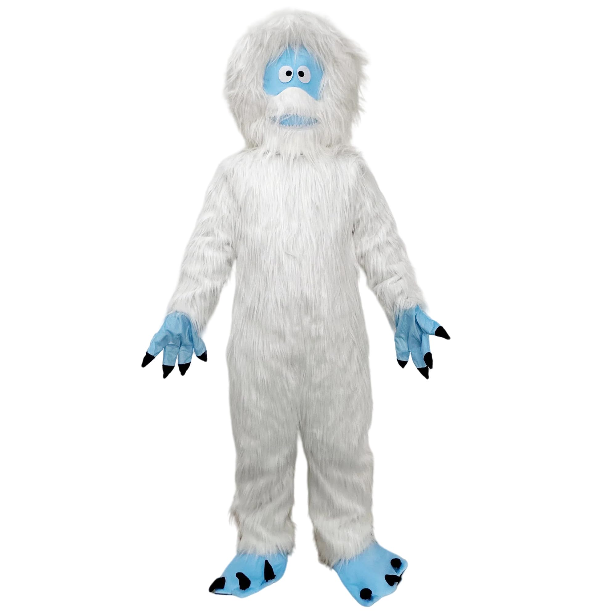 Adult Yeti Mascot Costume Full Body White Furry Abominable Snowman Suit for Halloween Chr…