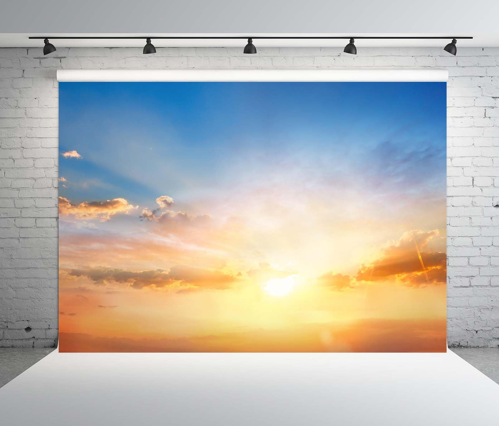 BELECO 3x2.5m Telo Sfondo cielo dorato tramonto nuvole chiare, decorazione universale per fotografie ed eventi sociali