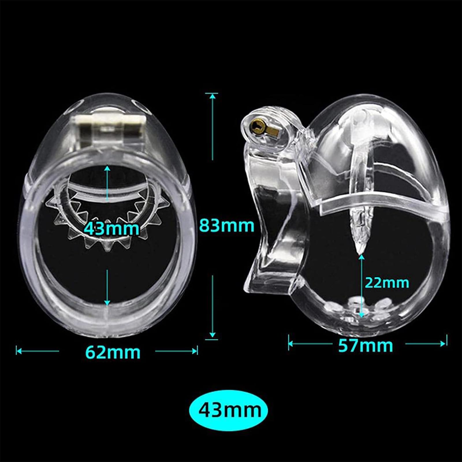 Chastity Belt for Men Plastic Transparent Penis Cage Chastity Cage with Anti-Off Ring Penis Testicle Full Bondage Cock Cage Penis Bridle Chastity Man,48mm
