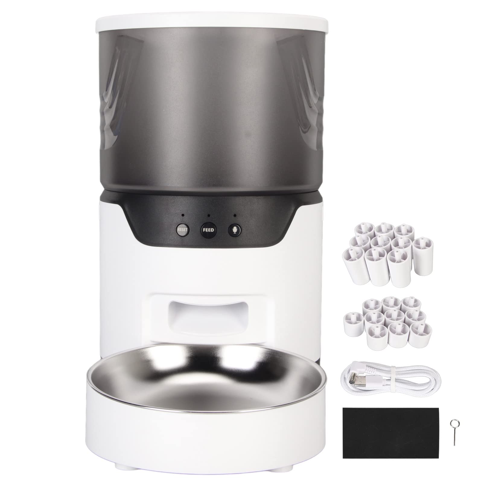 Alimentador Automático para Gatos, Dispensador Inteligente de Comida para Mascotas con Aplicación, Control por Voz, Grabadora para Gatos y Perros, Acero Inoxidable 304, Capacidad de 3L