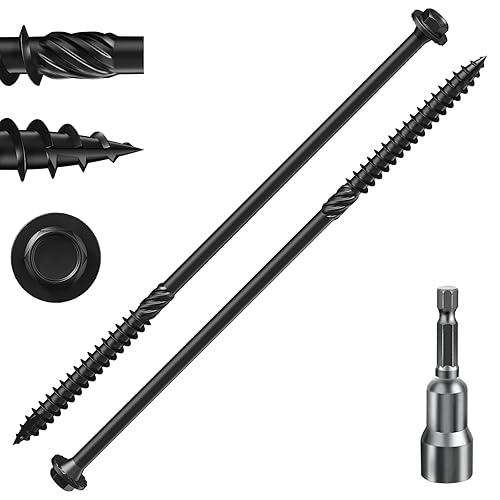 (1 lbs 14PCS)#14 x 7 Black Hex Exterior Lag Screws,6.3x175mm,