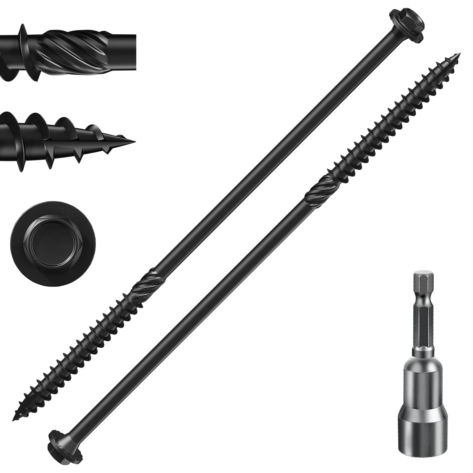 Black Hex Lag Screws - 1 lb Pack | Heavy Duty & Rust Resistant -14 Black Hex Lag Screws - 1 lb Pack | Heavy Duty & Rust Resistant -14