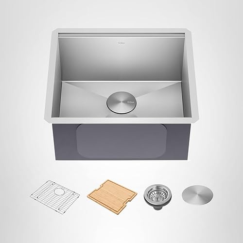 Vista 198 de KRAUS Kore KWU1111-23-PGM - Fregadero de cocina con estación de trabajo de 23 pulgadas con cuenco individual en PVD, de acero inoxidable de calibre