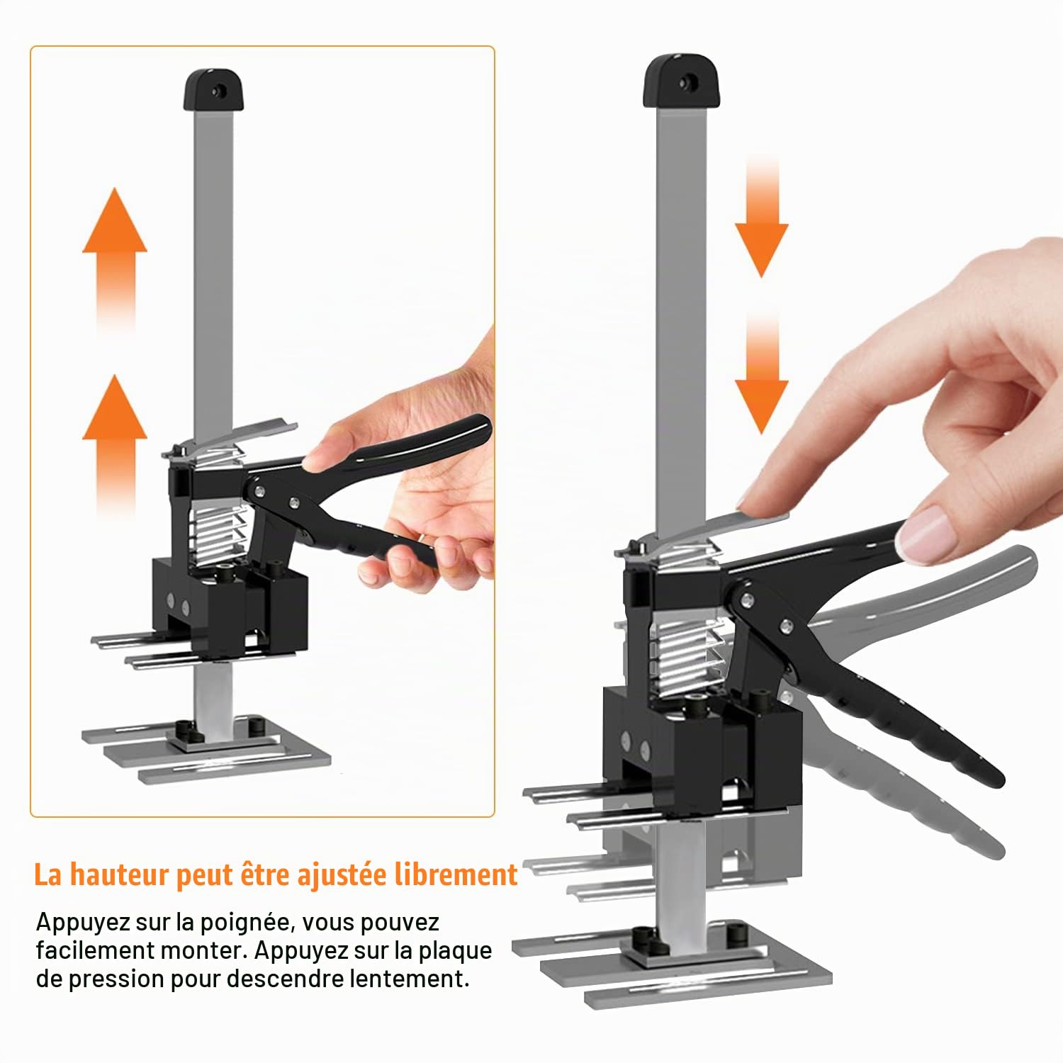 2 pièces Lève-plaques Placo Meuble Avec échelle, 29cm Réglable Leve Plaque Meuble, Etai Telescopique Leve Meuble pour les Sols, Fenêtres et les Armoires, Capacité de Charge Maximale de 240 kg