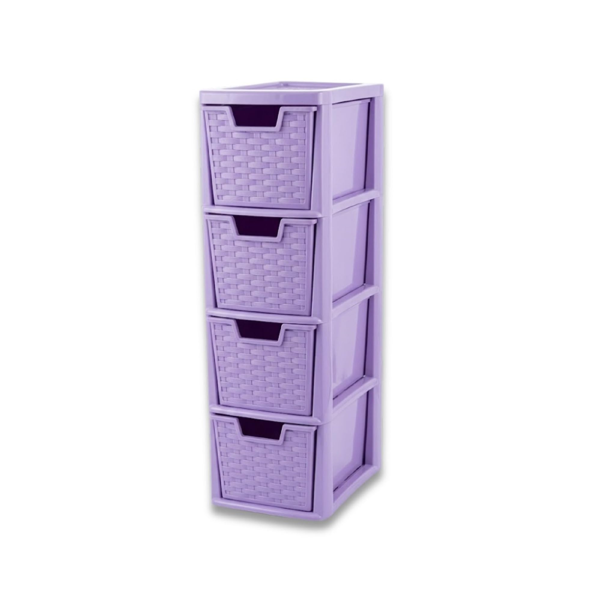 ELMORA'Z 4 Drawer Plastic Storage Organizer Medium Tower Unit Chest of Storage for Bedroom Kitchen Office Nursery Cosmetics Stationary Desktop Table Rattan Lalic