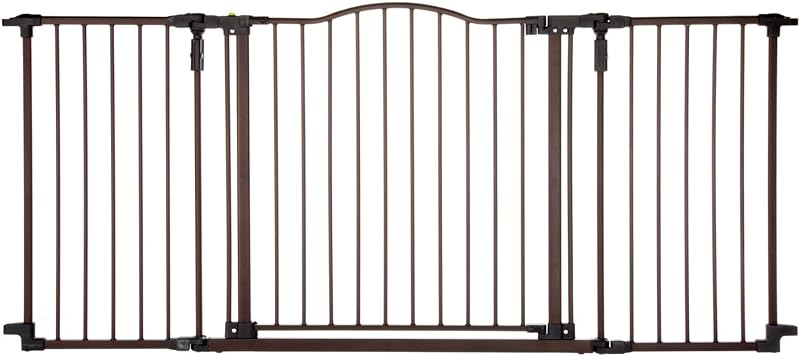 Toddoo by North States - Puerta de seguridad de decoración de lujo: puerta de metal extra ancha montada con hardware para bebés - Puerta para niños ajustable - 38.3 a 72 pulgadas de ancho - 30 pulgadas de alto - Bronce mate