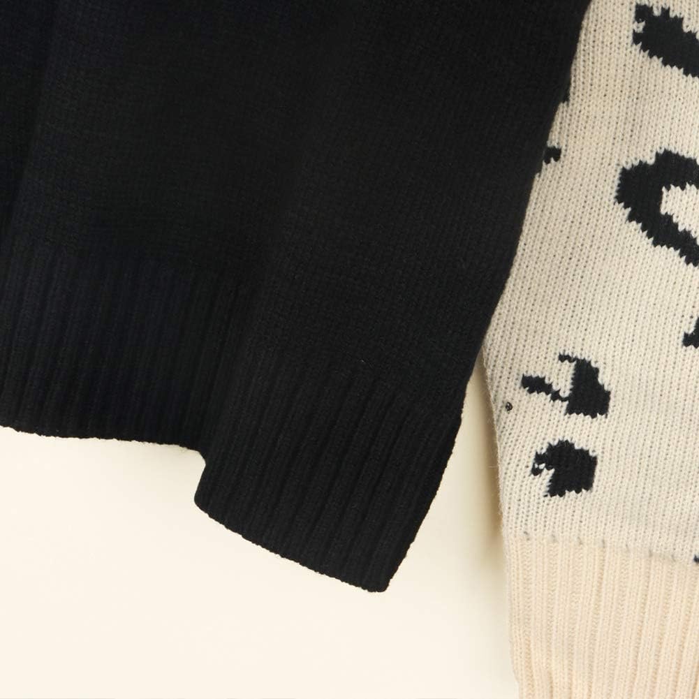 JUNBOON Women’s Casual Leopard Print Knitted Pullover Sweaters Long Sleeve Crew Neck Jumper Tops - Image 5