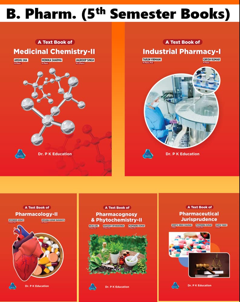 B. Pharm. 5th Sem. Text Books (5 in 1) (As per PCI) - Set of 5 Books by Dr. PK Education