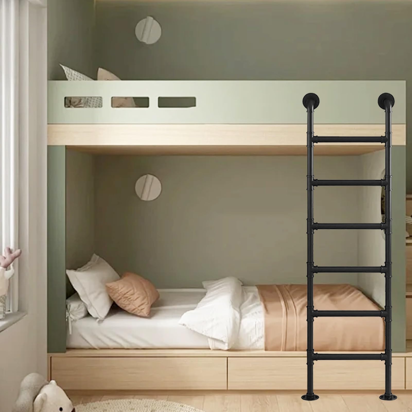 Escalera de litera multiusos con peldaños seguros para interiores y exteriores