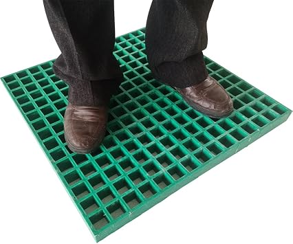 Fiberglass Grille FRP Grating Mesh Floor Grating 1.9ftx1.9ft Pit Grating 1.5mm Thickness for Car Washing, Outdoor