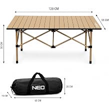 Neo Trail Katlanabilir Premium Kamp Masas  | Kompakt Tasar m, 120x55 4 Ki ilik Masa, Ta ma  antal , Kolay Kurulum