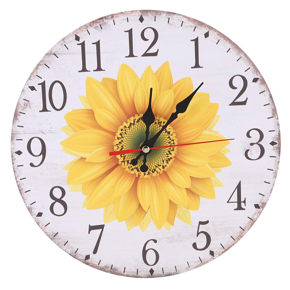 plplaaoo Orologio da parete Moo di girasole in stile elegante Materiale per la tavola a densità durevole per la lettura chiara per la decorazione 'ufficio del soggiorno 30 cm