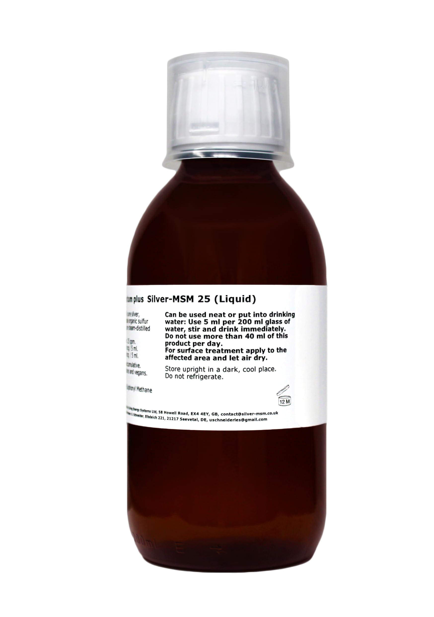 Plata-MSM 25 (líquido) - 200 ml - en ámbar vidrio con tapa de dosis de 15 ml