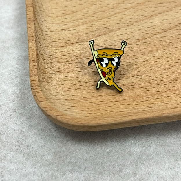 Image of Pizza Wearing Sunglasses Awesome Brooch Cartoon Enamel Brooch Pin Jacket Lapel Metal Pins Brooches Badges Exquisite Jewelry Accessories