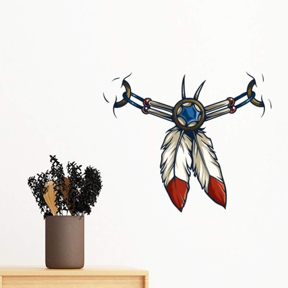 Sticker mural plume squelette indien totem amovible pour relooker facilement un mur blanc