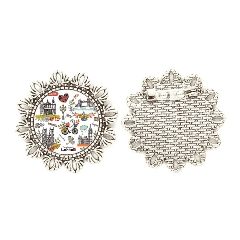 Broche de plata Big Ben London con forma de flor, regalo medium ideal 4