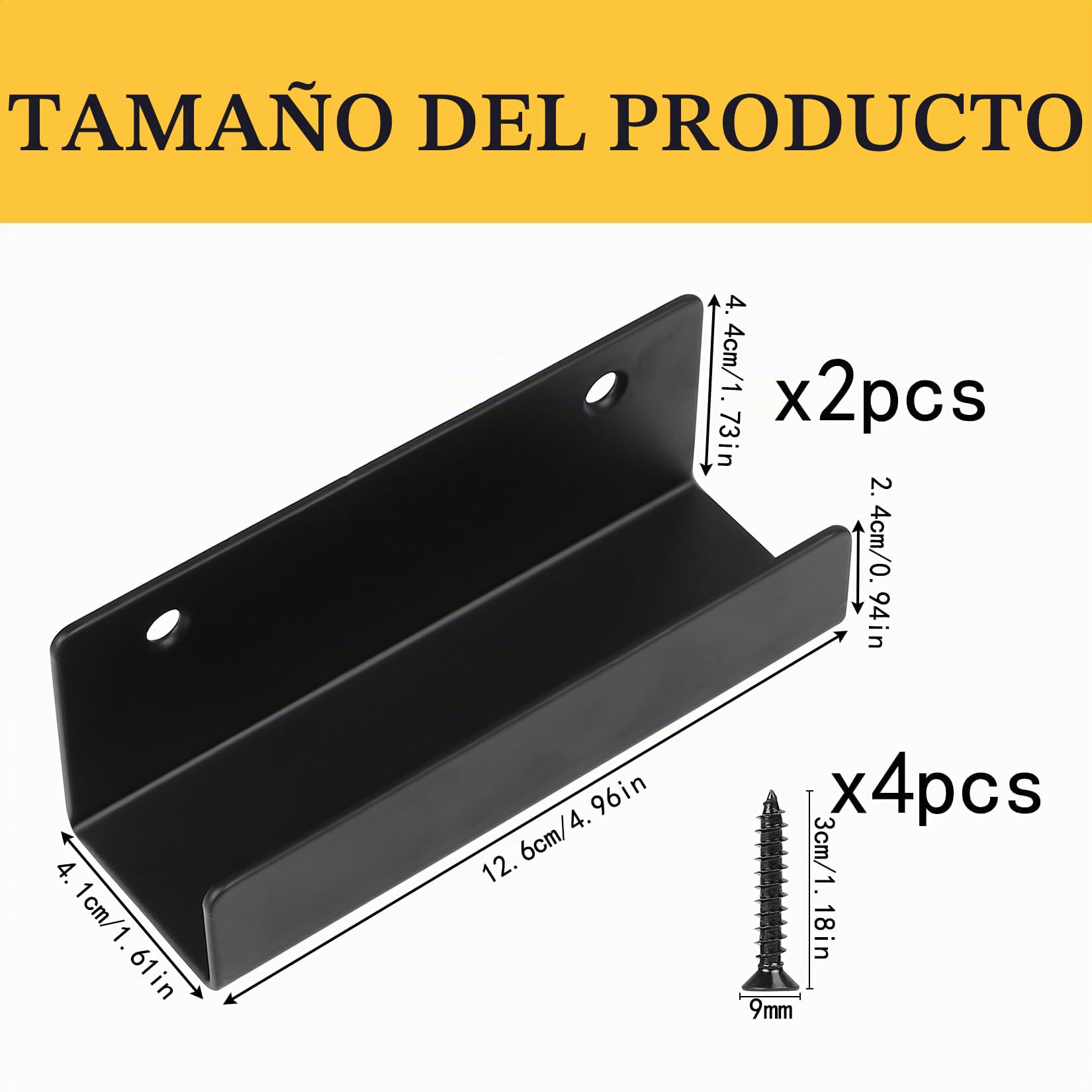 Soportes Robustos de Pared en U, 2 Piezas de Soportes Murales de 125mm para Azulejos de Cerámica, Soportes de Metal para Herramientas de Cocina, Baño, Garaje