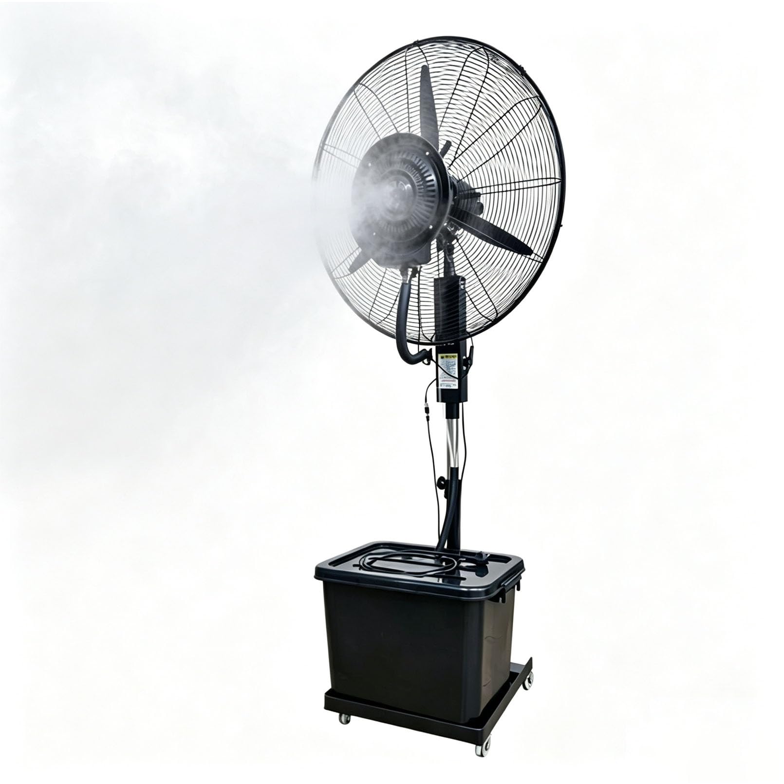 Wentylator Stojący z Mgiełką 42L – Duży Zbiornik | Oscylacja 90°, 3 prędkości, wysokość 160-200cm – Idealny do tarasu, ogrodu, restauracji.(⌀71cm)