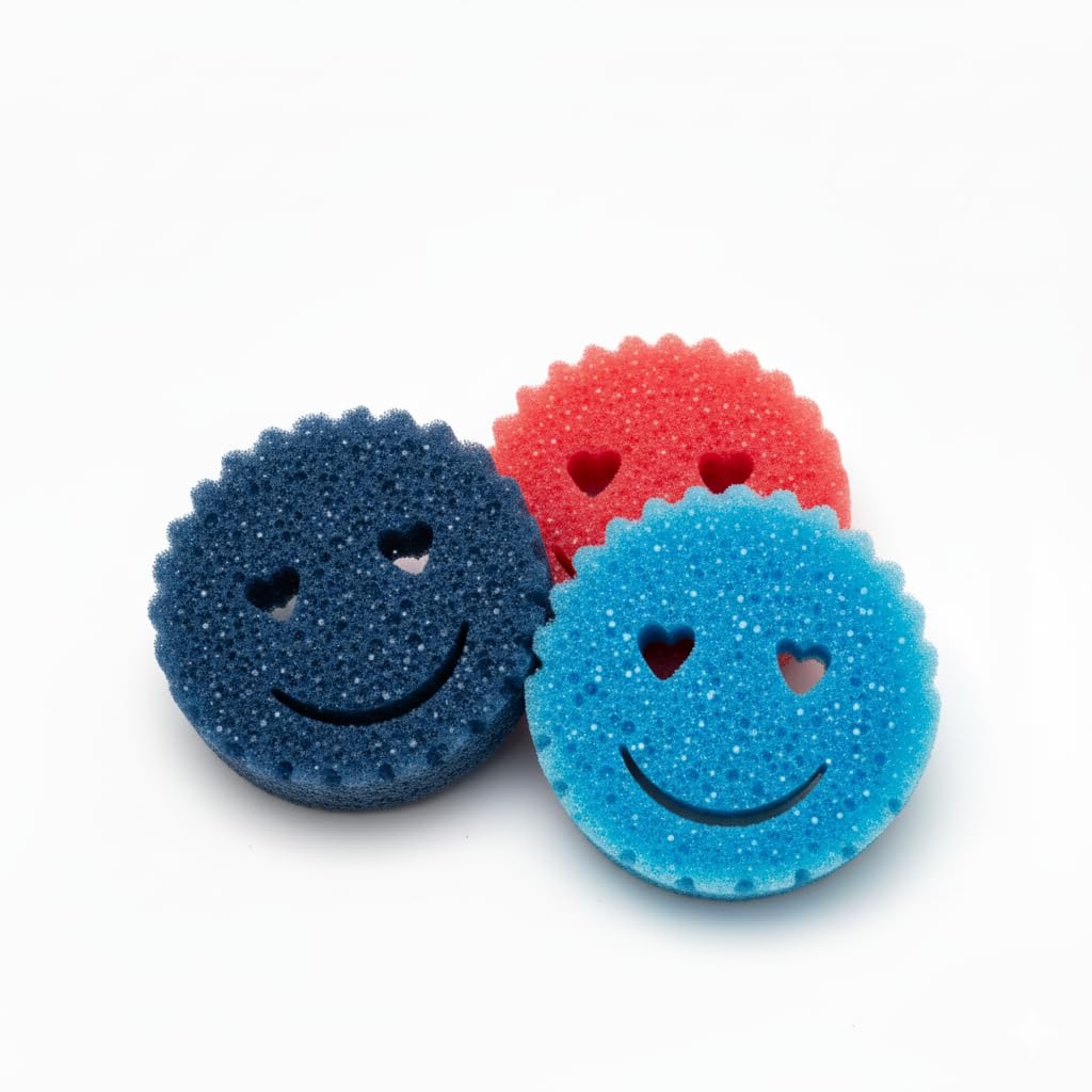 FamilyFeves Scrub Sponge, Dual-Sided Temperature Controlled Kitchen Sponge for Dishes, Sponges Household Cleaning Pads, Multi-Functional Premium Cleaning Sponges (Pack of 3)-image-5