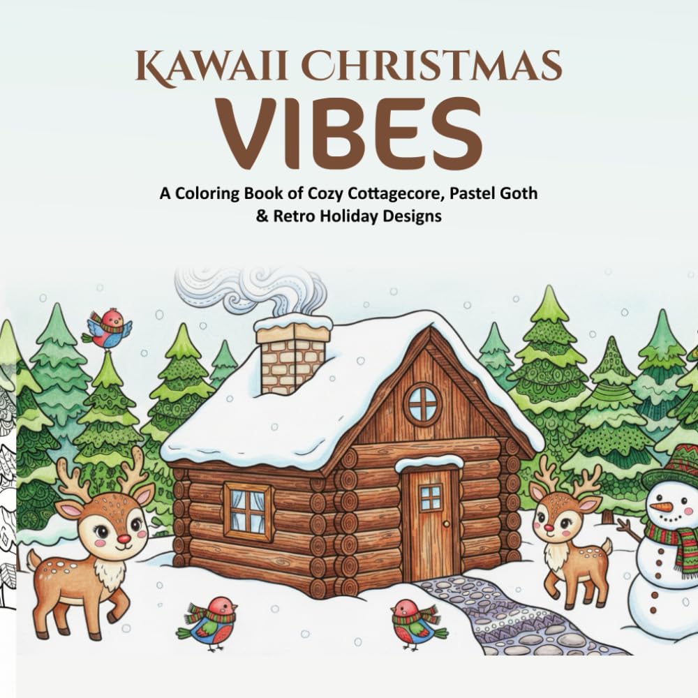 Kawaii Christmas VIBES: A Coloring Book of Cozy Cottagecore, Pastel Goth & Retro Holiday Designs for Teens & Adults