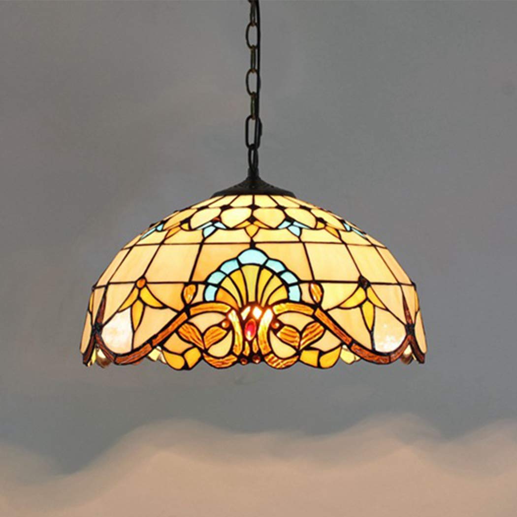 HJRegaFimu 16 Inch Pendant Lights Retro Baroque Art Creative Stained Glass Chandelier Hanging Lamps Fitting For Bedroom Office Restaurant Cafe Bar Comfortable Anniversary